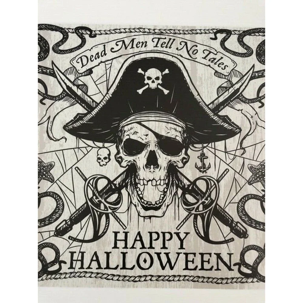 Happy Halloween Pirate Placemats Vinyl Foam Back Skull Cross Bones Set of 4